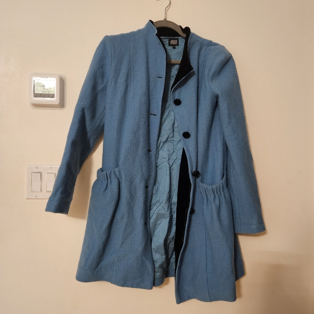 ARMANI Junior Girls Size 14A Blue Wool Coat